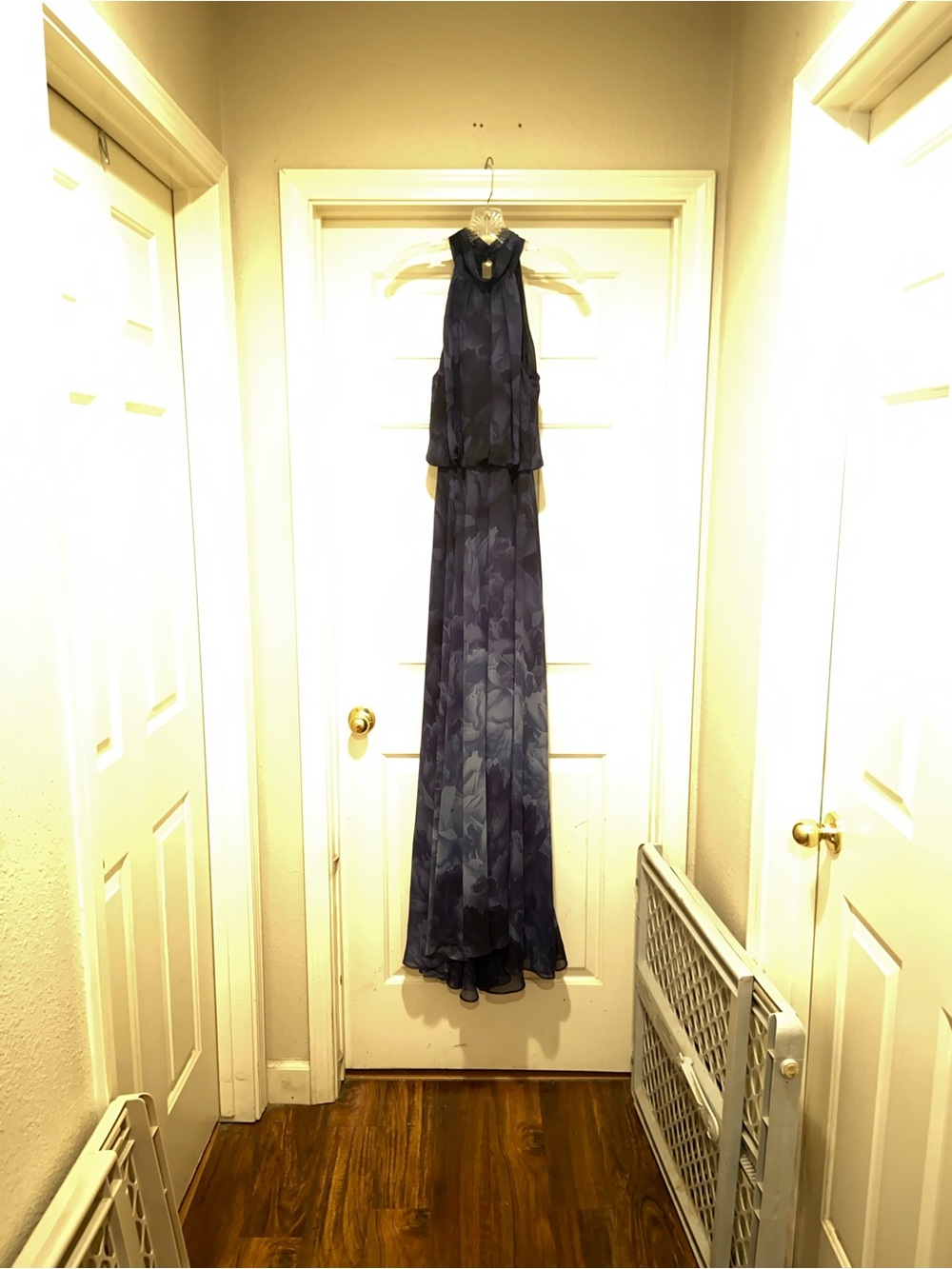 NWT AQUA Blue Floral Halter Maxi Dress Sz 0 Bloomingdale’s Exclusive READ